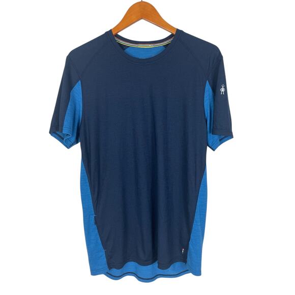 Smartwool Merino Sport 150 Short Sleeve Top Color Block Blue Men's Size Medium - Picture 2 of 10